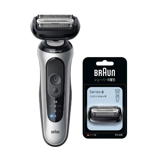 【BRAUN 百靈】型男續航組◆6系Pro電鬍刀+刀頭刀網組(62-S1200s+64B)
