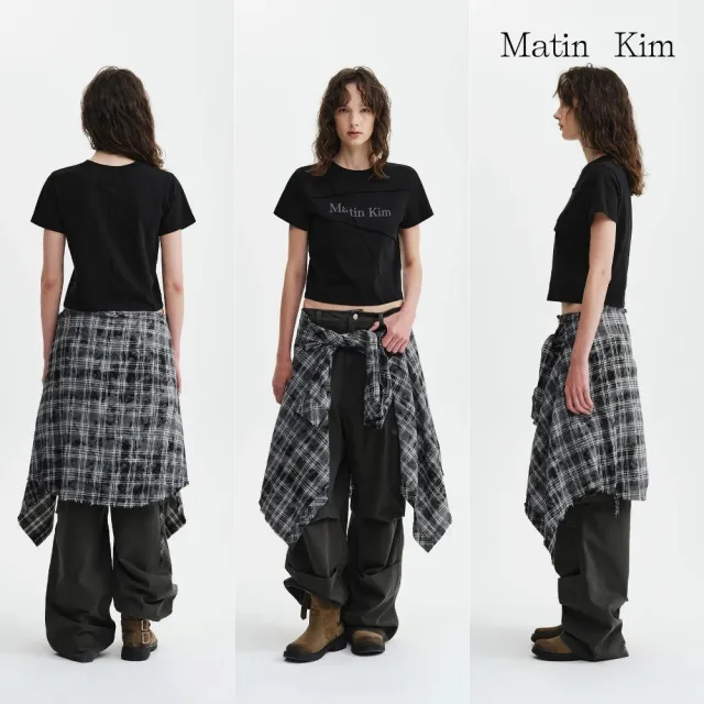 【MATIN KIM】官方旗艦 斜切LOGO短版上衣(多款任選)