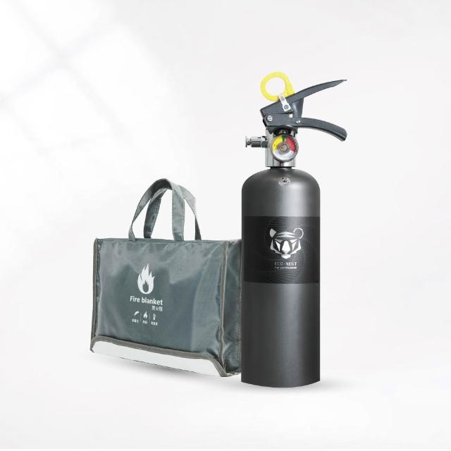 【正德防火】台製鋰電池玻纖-中防火毯+家用中性強化液滅火器1L(滅火器可任選)