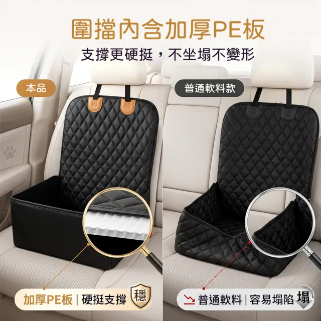 【Petfun】寵物汽車座椅墊 狗狗車用安全座艙 防水防抓耐磨墊 前排後座通用 車載寵物坐墊 附安全繩 拉鏈款