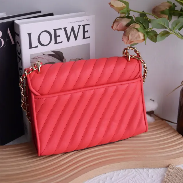【Michael Kors】Rose 小香風斜格紋手拿斜背三用鍊包(全新福利品)