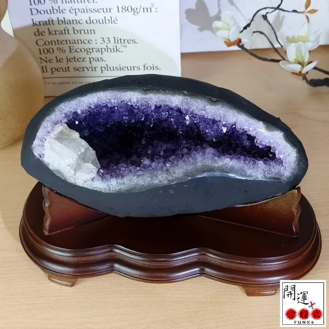 【開運方程式】紫晶洞l特紫開口笑特閃晶體方解石共生紫水晶洞AGU815(3.28kg烏拉圭錢袋子)