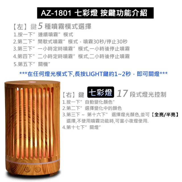 【ANDZEN】安得仁 超音波水氧機AZ-1801(買就送澳洲精油10mlx4瓶/薰香機/加濕器/香氛機/擴香機/負離子)