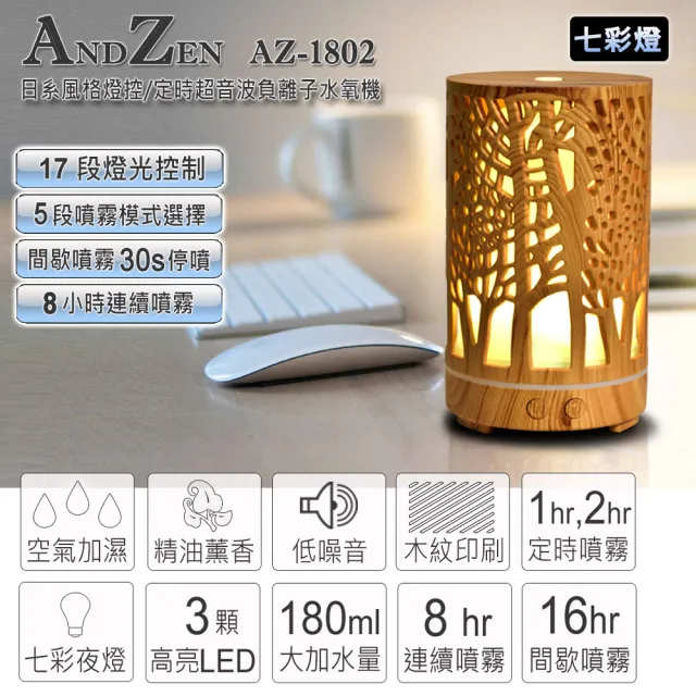 【ANDZEN】安得仁 超音波水氧機AZ-1802(買就送澳洲精油10mlx4瓶/薰香機/加濕器/香氛機/擴香機/負離子)