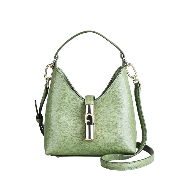 【FURLA 芙拉】FURLA精品小牛皮兩用手提斜背包(迷你/酪梨綠)