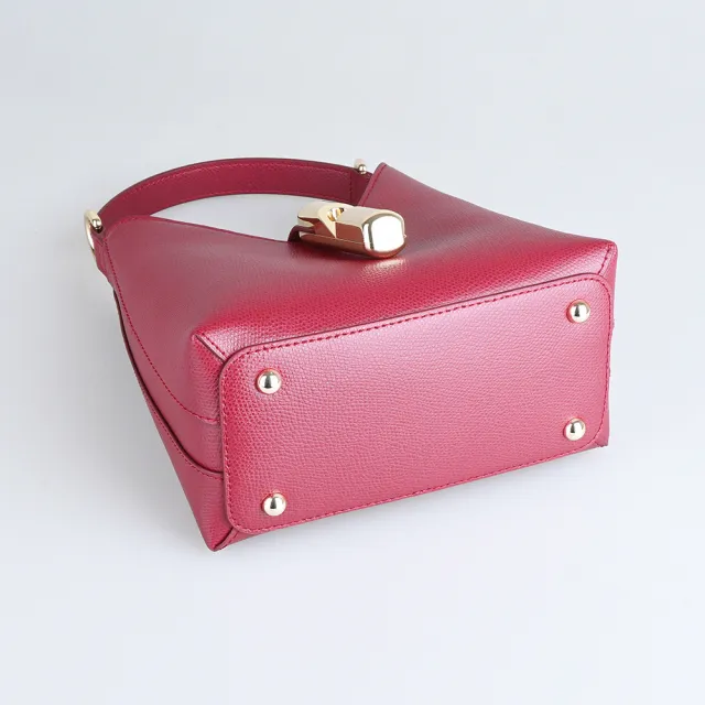 【FURLA 芙拉】FURLA精品小牛皮兩用手提斜背包(迷你/櫻桃紅)