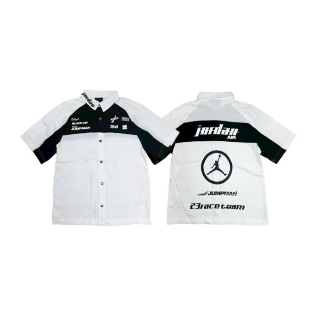 【NIKE 耐吉】W Jordan AS J SS Moto Top 賽車工裝開衫短袖 白/黑 CV7574