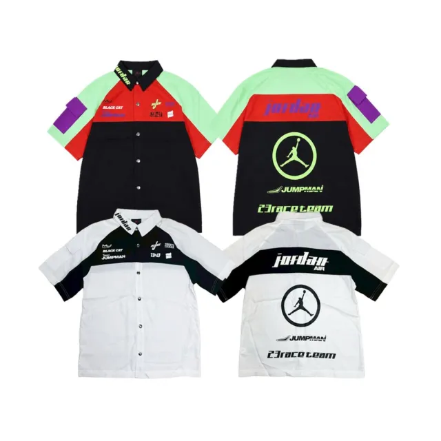【NIKE 耐吉】W Jordan AS J SS Moto Top 賽車工裝開衫短袖 白/黑 CV7574