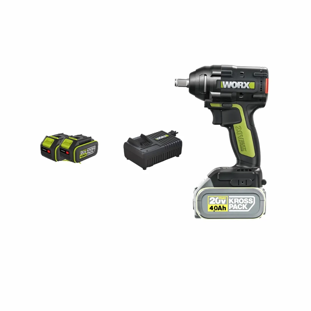 【WORX 威克士】20V 鋰電無刷衝擊扳手-雙電池套裝組(WU279.1)