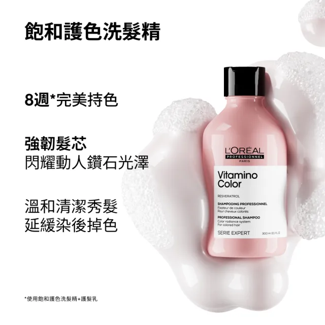 【L’OREAL 巴黎萊雅PRO】絲漾博飽和護色洗潤組 (洗髮精300ml+髮膜250ml)