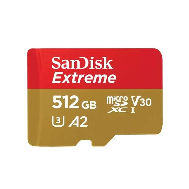 【SanDisk 晟碟】[極速升級 全新版] 512GB Extreme microSDXC V30 A2 記憶卡(讀取190MB/s 原廠永久保固)
