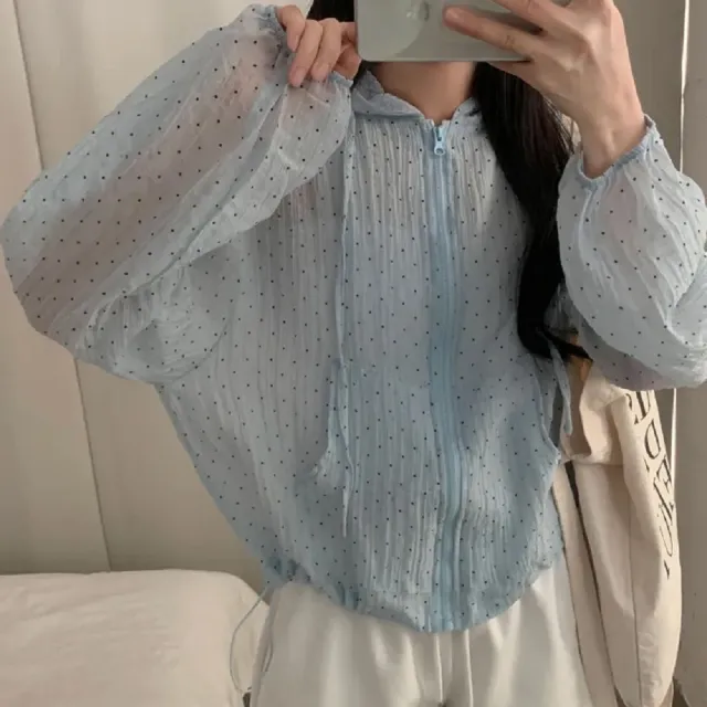 【ASister 小姊姊】AS2678#女裝｜外套☆中大尺碼小波點防曬外套(2色 S-XL)