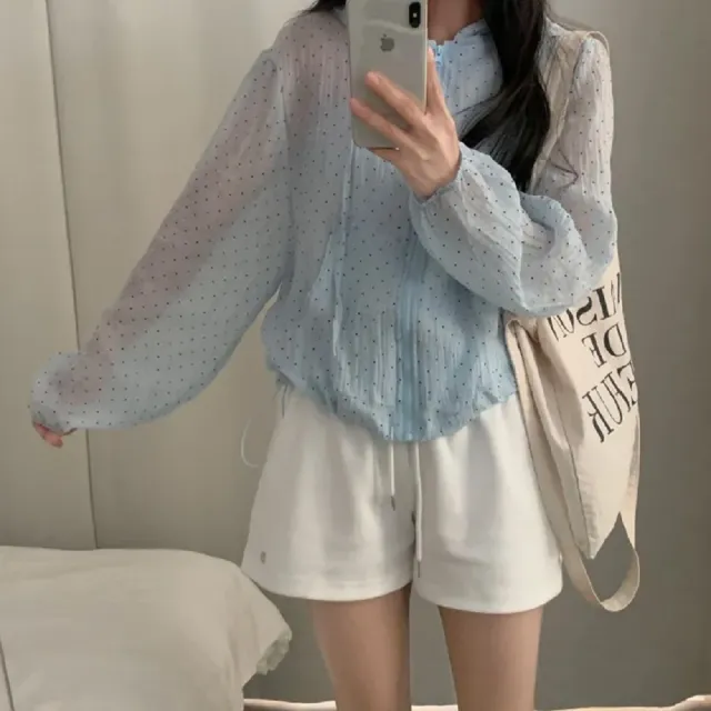 【ASister 小姊姊】AS2678#女裝｜外套☆中大尺碼小波點防曬外套(2色 S-XL)