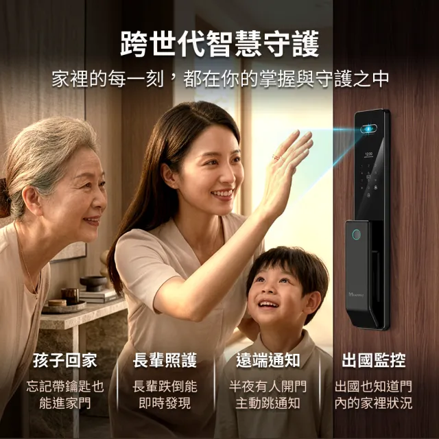 【FAMMIX 菲米斯】內外雙監控人臉掌靜脈推拉式電子鎖SAFER-F5(視訊對講/指紋/密碼/卡片/APP/含基本安裝)