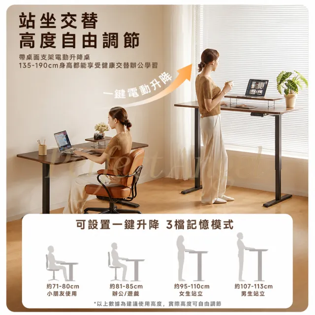 【Perfect angel】電動升降桌-100CM｜附增高架（電腦桌/書桌/工作桌/辦公桌/三色可選）