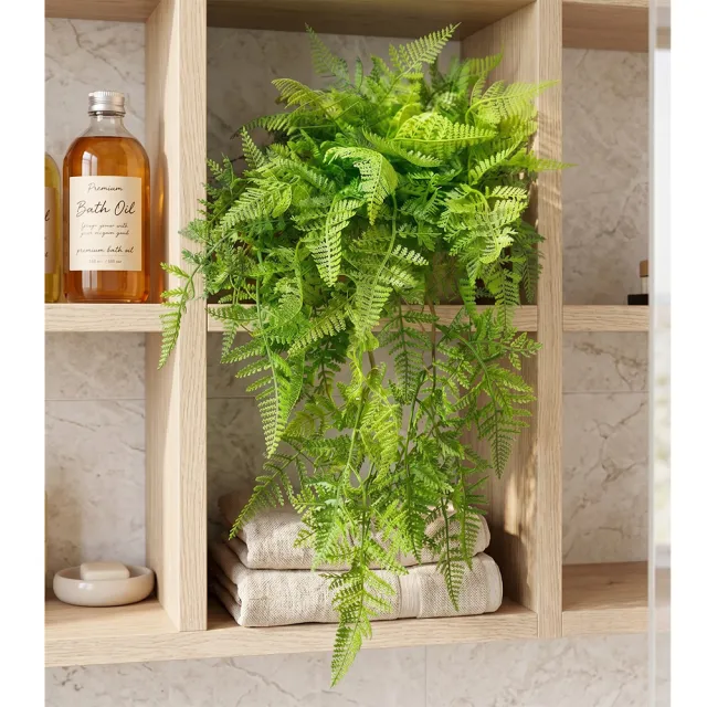 【HUGO DECO 榆果傢飾】翠綠蕨草藤蔓植栽(擬真植栽/垂墜植栽/藤蔓/居家佈置/節慶送禮)