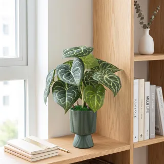 【HUGO DECO 榆果傢飾】高擬真水晶火燭葉盆栽(仿真植物/觀葉盆栽/人造植物/綠化/佈置)