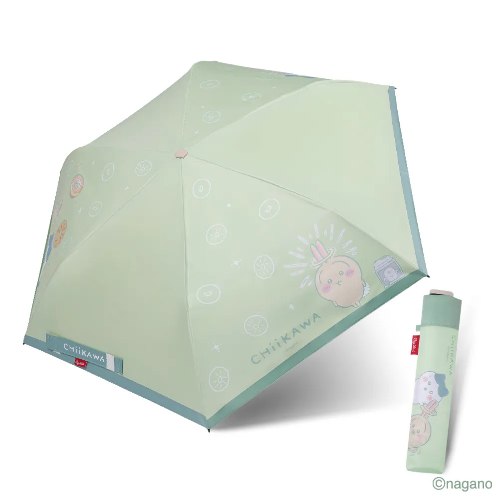 【雨傘王】BigRed太扁 Chiikawa-薄荷綠 手開傘 輕量 折疊傘 黑膠降溫 吉伊卡哇(終身免費維修)
