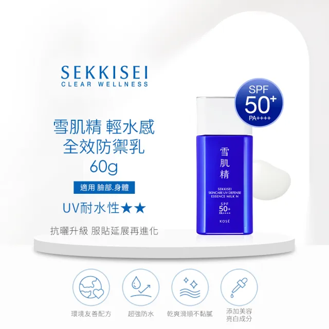 【KOSE 高絲】雪肌精 輕水感全效防曬乳60gx2入組 (大谷翔平防曬新升級)