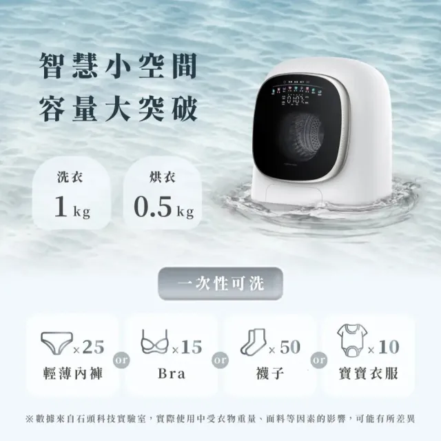 【Roborock 石頭科技】不含安裝 柔衣公主M1 Pure 1KG AI洗脫烘滾筒洗衣機(特漬洗/母嬰認證/UVC殺菌)