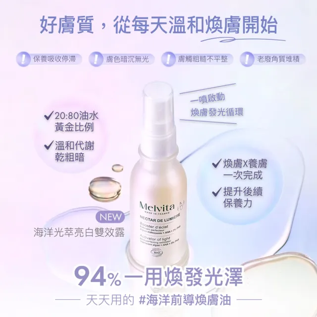 【Melvita 蜜葳特】海洋光萃亮白雙效露(50ml#海洋前導煥膚油)
