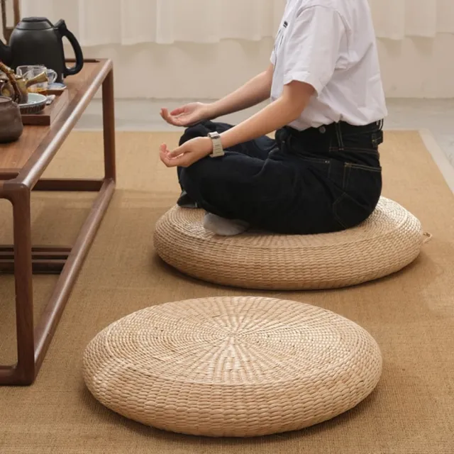 新川 日式草編蒲墩坐墊 50x50cm厚10cm（禪修墊 拜佛跪墊 打坐墊 榻榻米蒲團 冥想坐墊 飄窗坐墊）