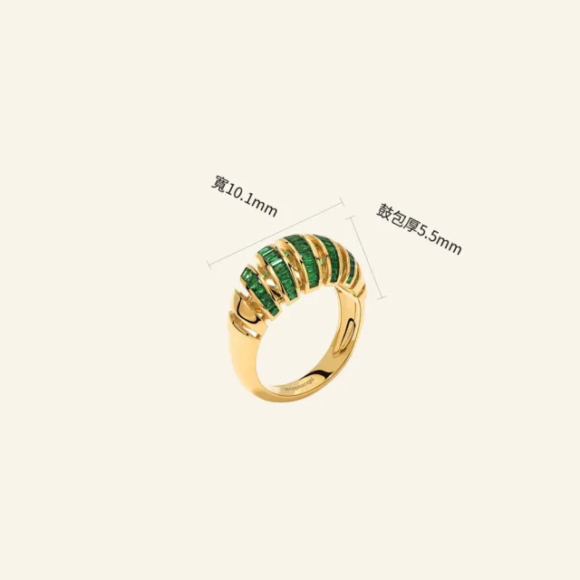 月輝珠寶 50分頂級天然祖母綠 18K金戒指 軌道式鑲嵌工藝 牛角包造型 經典復古風格 奢華高訂珠寶