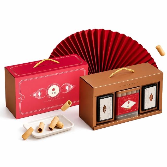 【實心蛋捲】同月雙蛋捲禮盒(同月紅)-茶香粹蛋捲*1+實心蛋捲*2/2件(含)以上僅能宅配(送禮推薦/多種口味)