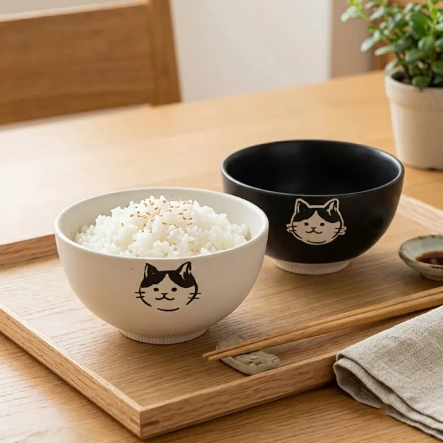 【Just Home】Neko陶瓷4.5吋碗300ml-2色可選(可微波 碗 碗盤 湯碗 飯碗)