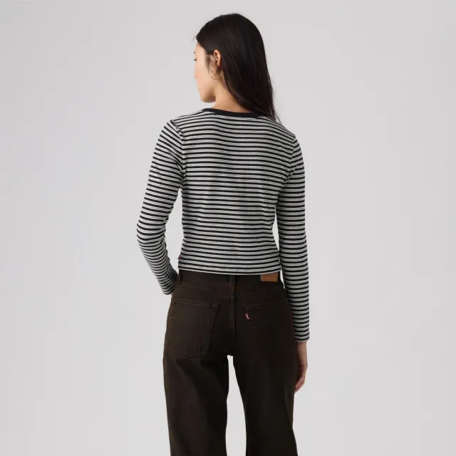 【LEVIS】條紋長袖T恤 / 微彈性 女生上衣 人氣新品 008SS-0008