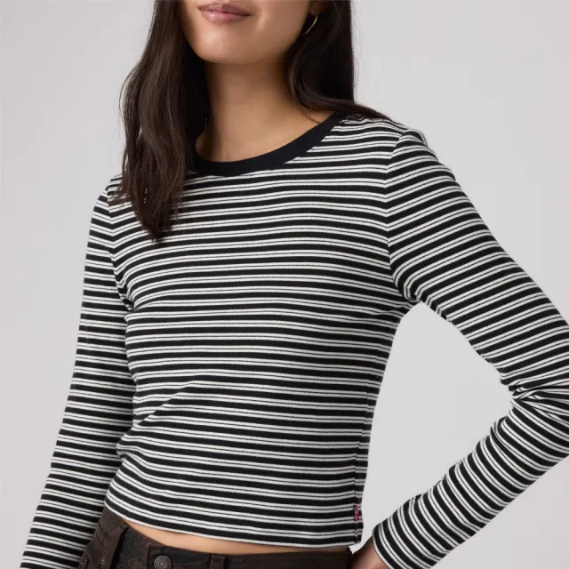 【LEVIS】條紋長袖T恤 / 微彈性 女生上衣 人氣新品 008SS-0008