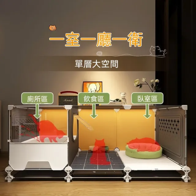 【MOOG 沐格】貓籠貓砂盆一體 貓別墅 貓櫃貓屋 室內大空間 省空間設計