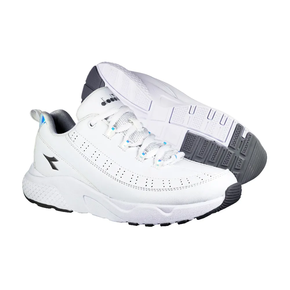 【DIADORA】時尚輕旅健走鞋 31696白(反光功能 皮料拼接 DNA舒壓彈力鞋墊 輕量橡膠大底)
