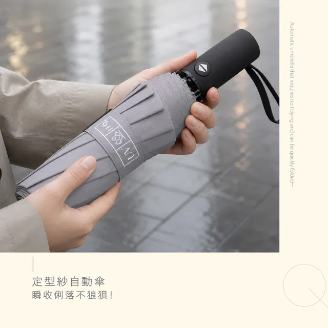【雨之情】瞬收免摺記憶紗自動傘-雨傘 順收傘 折疊傘