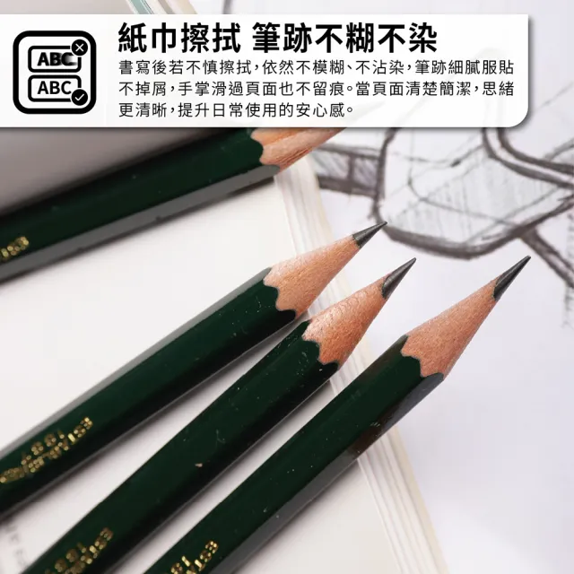 【uni】六角原木抗污鉛筆 9800製圖鉛筆 2B (12入/盒)