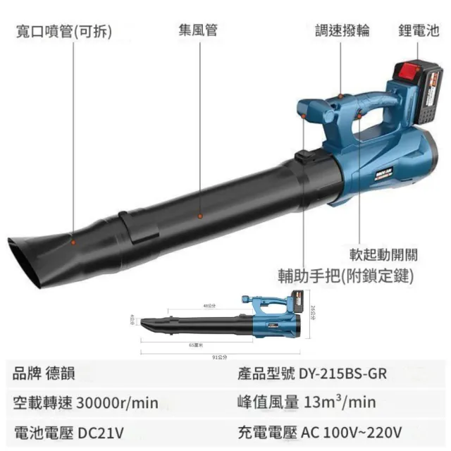 【森森機具】大鼓風機   附1電池1充電器(吹葉機 充電式鼓風機 牧田款  風暴機 電動鼓風機吹塵機)