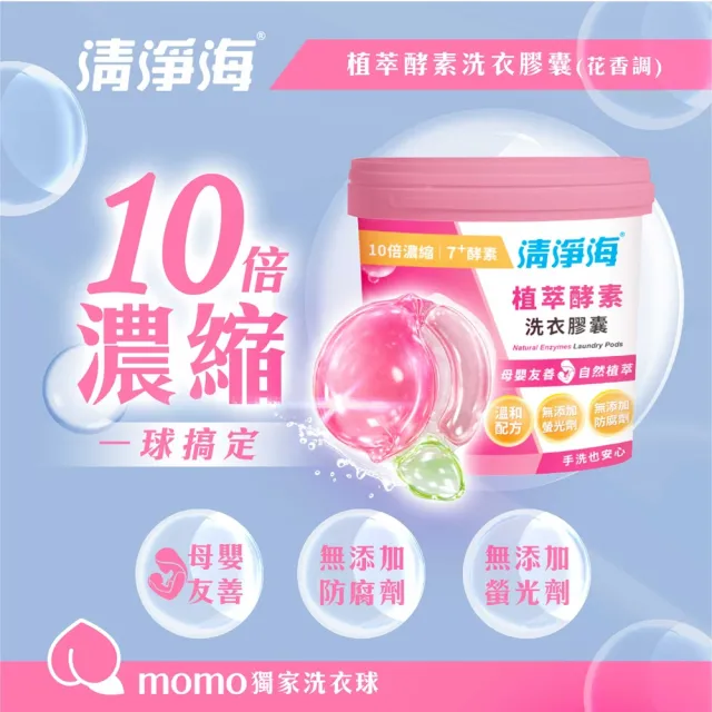 【清淨海】momo獨家 小桃子 植萃酵素洗衣膠囊40顆(母嬰友善/清淨海桃子洗衣球)