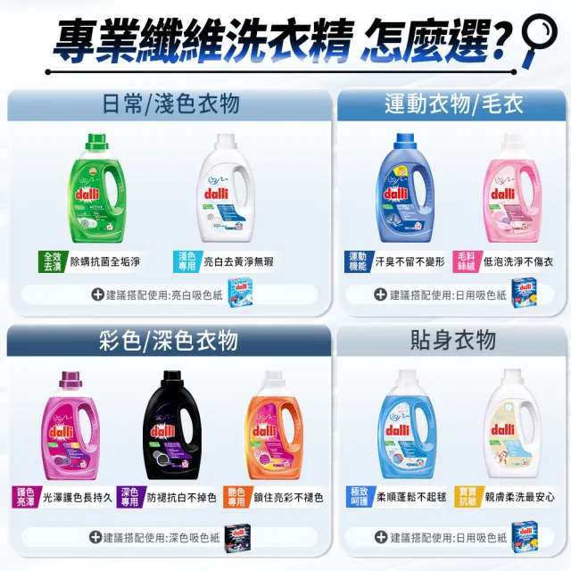 【Dalli】超濃縮酵素洗衣精1.1Lx3入(運動機能/抗敏/深色/淺色/護色/毛料/除臭/抗菌/全效去漬)