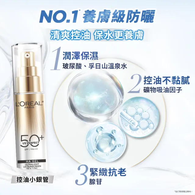 【L’OREAL Paris 巴黎萊雅】多效防護輕裸美肌乳30ml_美肌小金管/控油小銀管(防曬/妝前)