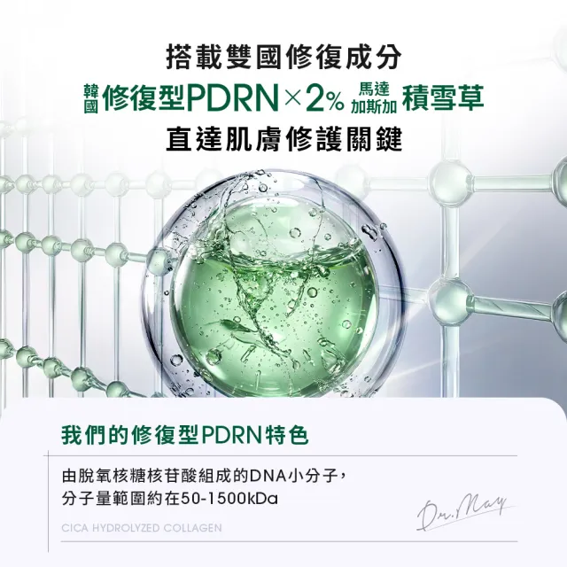 【Dr. May 美博士】PDRN積雪草保濕精華3入組(30ml綠外泌) 牛奶外泌體