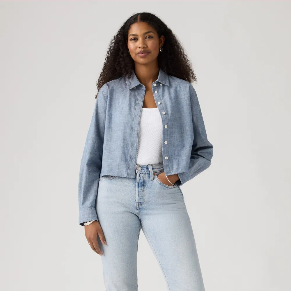 【LEVIS】Sullys 短版長袖襯衫 女生上衣 熱賣單品 0084X-0007