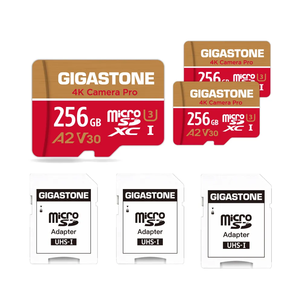 【Gigastone 立達國際】4K Camera Pro microSDXC UHS-Ⅰ U3 A2V30 256GB攝影高速記憶卡-3入組(GoPro/DJI)