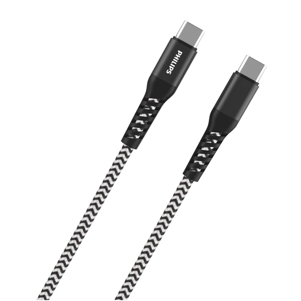 【Philips 飛利浦】100W Type C to Type C 125cm 防彈絲充電線(DLC4557C)