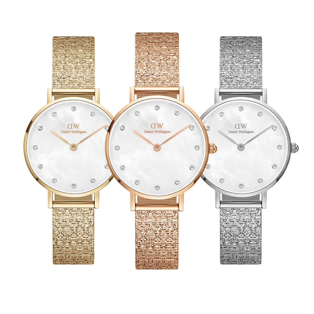 【Daniel Wellington】DW 手錶 Petite Lumine 28mm-星辰系列貝母盤麥穗鋼琴錶-冰川白(三色 DW00100594)