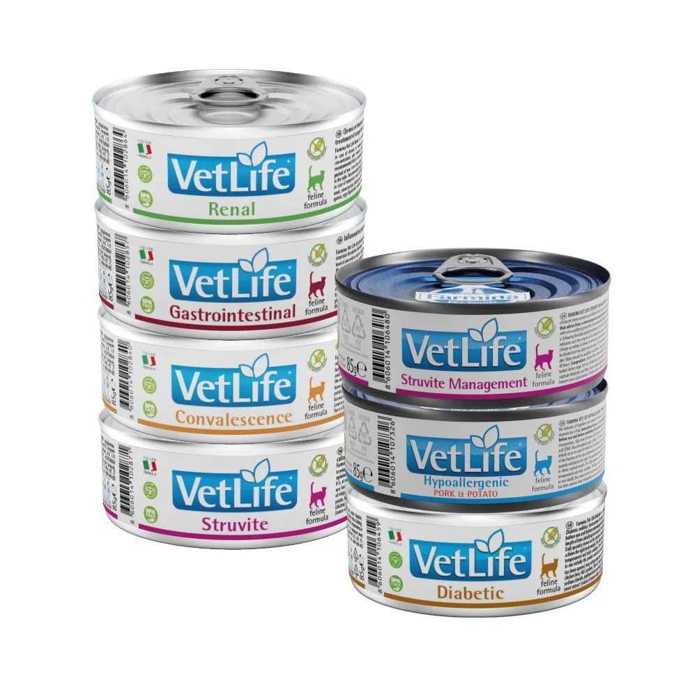【Farmina 法米納】Vet Life獸醫寵愛天然處方系列 85g*24罐組(貓用主食罐/處方罐/全齡貓)