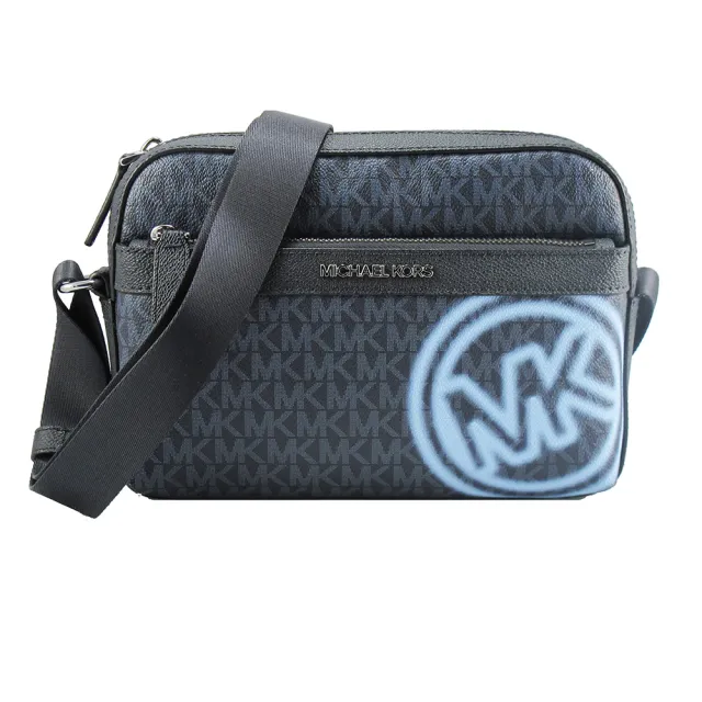 【Michael Kors】COOPER新款圖騰美型雙拉鍊肩背/斜背包(藍37T5LCOC5B)