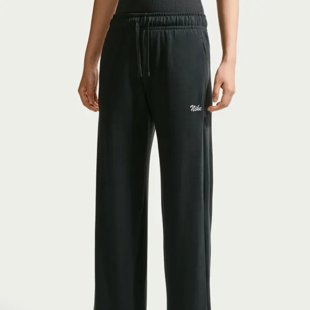 【NIKE 耐吉】長褲 女 休閒褲 中腰 荷葉邊 AS W NSW MR PANT WIDE 黑 IW1386-010
