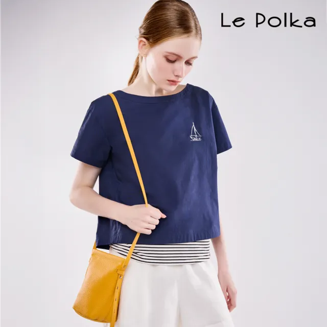 【Le Polka】帆船刺繡純棉上衣-女