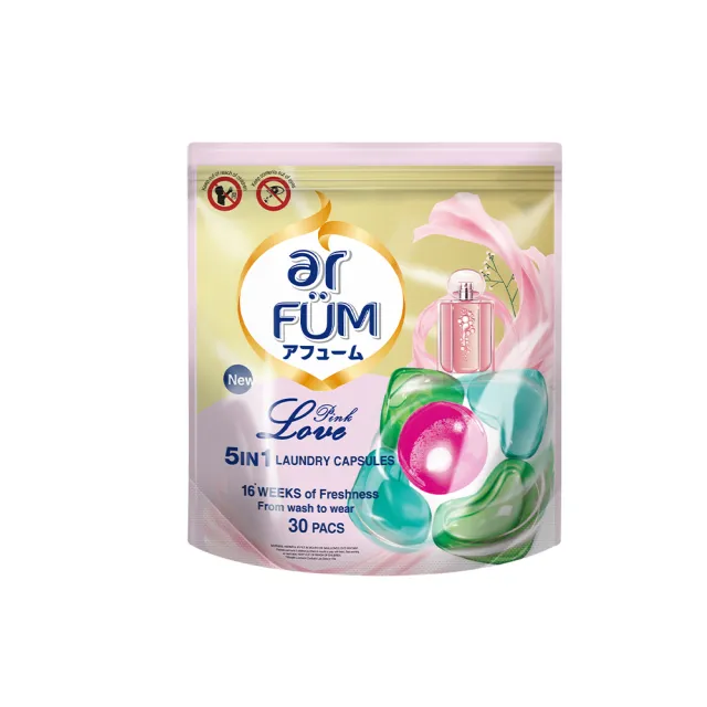 【arFUM 紡優美】官方直營 5合1 洗衣香氛膠囊/洗衣球 補充裝 30顆(木質清桃)