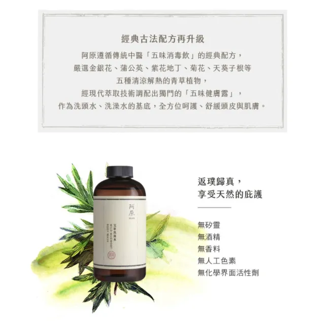 【阿原】艾草洗沐組500ml*2(洗髮精/沐浴/沐浴乳)(清潔同時保養)